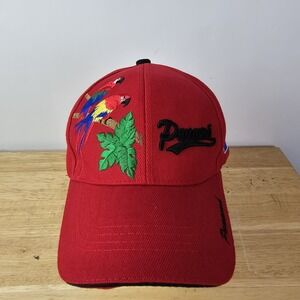 Panama‎ Embroidered Red Tropical Parrots Birds Macaws Baseball Hat Cap One Size